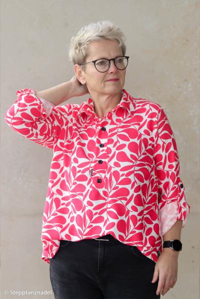Viskose Hojas Pink/Weiß von Lillesol & Pelle  by Swafing